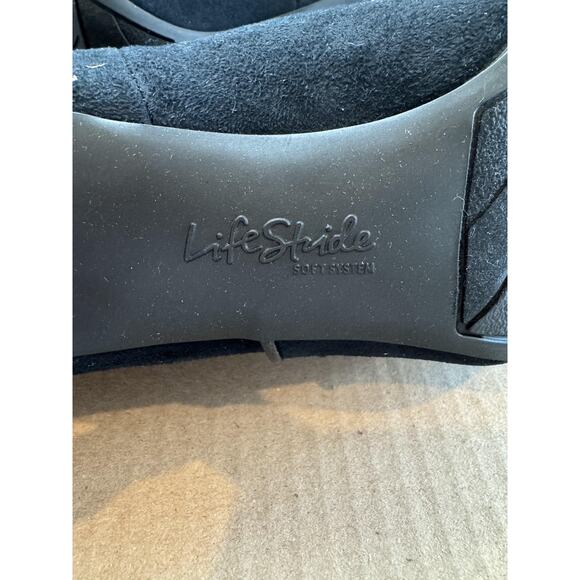 LifeStride Shoes Womens Size 5W Black Suede Booties Soft System Heels Flex Zip - Picture 9 of 10